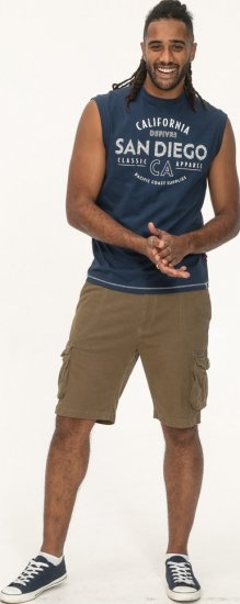 D555 Havant San Diego Printed Sleeveless T-Shirt French Navy - Pólók - Nagyméretű pólók - 2XL-14XL