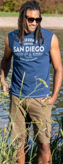 D555 Havant San Diego Printed Sleeveless T-Shirt French Navy - Pólók - Nagyméretű pólók - 2XL-14XL