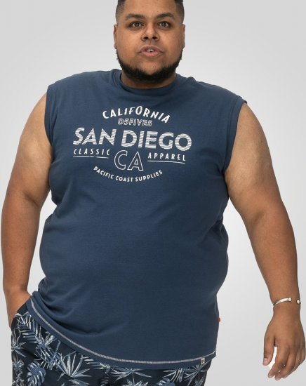 D555 Havant San Diego Printed Sleeveless T-Shirt French Navy - Pólók - Nagyméretű pólók - 2XL-14XL