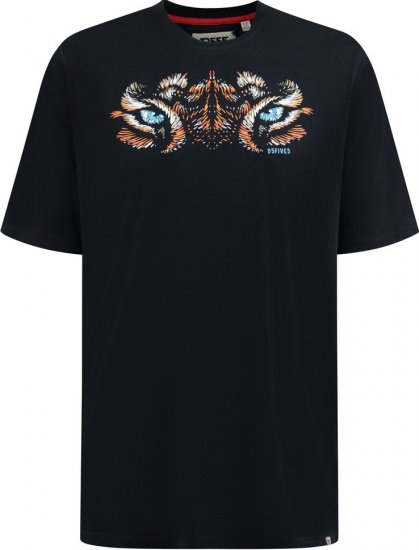 D555 Leamington Tiger Eyes Printed Crew Neck T-shirt Black - Pólók - Nagyméretű pólók - 2XL-14XL