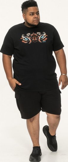 D555 Leamington Tiger Eyes Printed Crew Neck T-shirt Black - Pólók - Nagyméretű pólók - 2XL-14XL