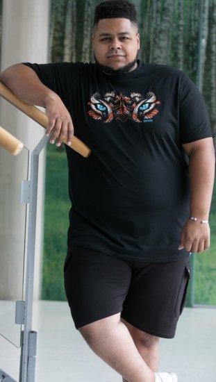 D555 Leamington Tiger Eyes Printed Crew Neck T-shirt Black - Pólók - Nagyméretű pólók - 2XL-14XL