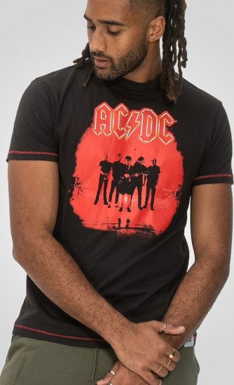 D555 Uxbridge Official AC/DC Band Printed Crew Neck T-Shirt Washed Black TALL SIZES - Pólók - Nagyméretű pólók - 2XL-14XL