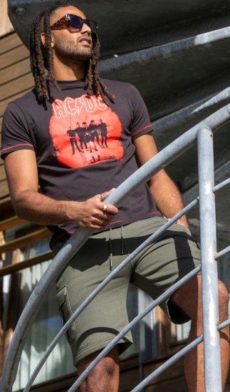 D555 Uxbridge Official ACDC Band Printed Crew Neck T-Shirt Washed Black - Pólók - Nagyméretű pólók - 2XL-14XL