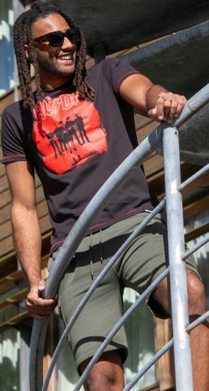 D555 Uxbridge Official AC/DC Band Printed Crew Neck T-Shirt Washed Black TALL SIZES - Pólók - Nagyméretű pólók - 2XL-14XL