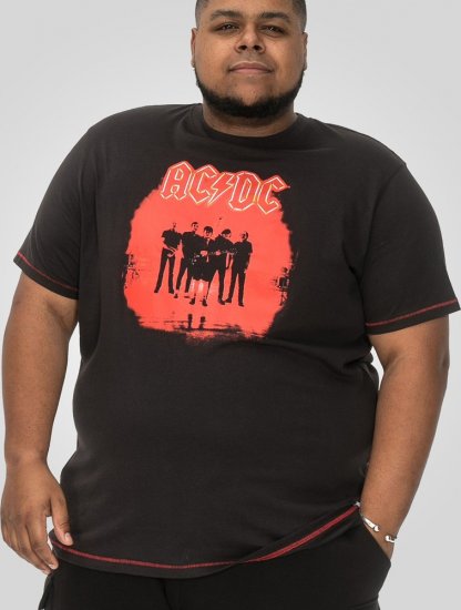 D555 Uxbridge Official AC/DC Band Printed Crew Neck T-Shirt Washed Black TALL SIZES - Pólók - Nagyméretű pólók - 2XL-14XL