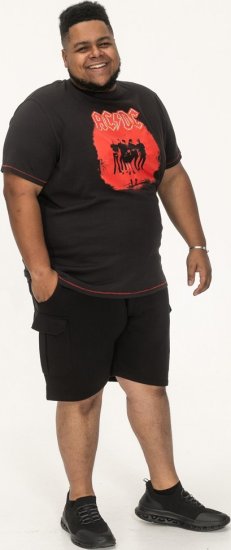 D555 Uxbridge Official AC/DC Band Printed Crew Neck T-Shirt Washed Black TALL SIZES - Pólók - Nagyméretű pólók - 2XL-14XL