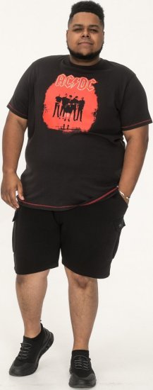 D555 Uxbridge Official ACDC Band Printed Crew Neck T-Shirt Washed Black - Pólók - Nagyméretű pólók - 2XL-14XL