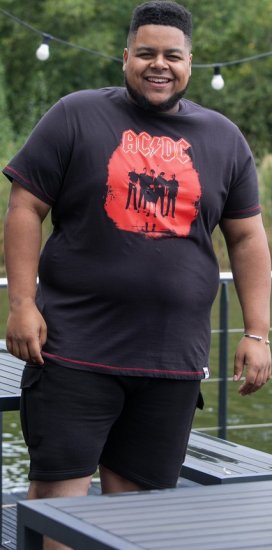 D555 Uxbridge Official AC/DC Band Printed Crew Neck T-Shirt Washed Black TALL SIZES - Pólók - Nagyméretű pólók - 2XL-14XL