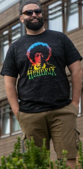 D555 Hendrix Official Jimi Hendrix Printed Crew Neck T-Shirt Black Reno - Zenekaros pólók - 