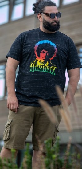 D555 Hendrix Official Jimi Hendrix Printed Crew Neck T-Shirt Black Reno - Zenekaros pólók - 