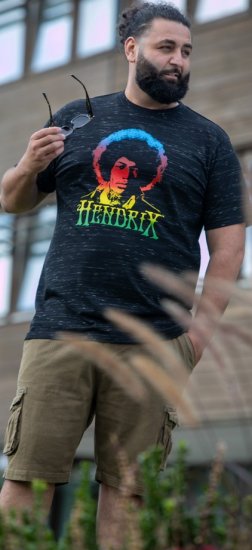 D555 Hendrix Official Jimi Hendrix Printed Crew Neck T-Shirt Black Reno - Zenekaros pólók - 