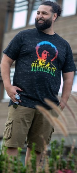 D555 Hendrix Official Jimi Hendrix Printed Crew Neck T-Shirt Black Reno - Zenekaros pólók - 