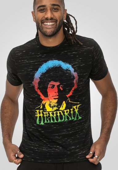 D555 Hendrix Official Jimi Hendrix Printed Crew Neck T-Shirt Black Reno - Zenekaros pólók - 