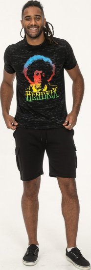D555 Hendrix Official Jimi Hendrix Printed Crew Neck T-Shirt Black Reno - Zenekaros pólók - 