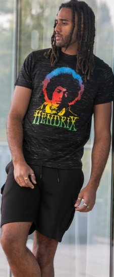 D555 Hendrix Official Jimi Hendrix Printed Crew Neck T-Shirt Black Reno - Zenekaros pólók - 