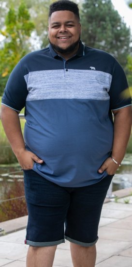 D555 Leeds Cut And Sew Polo With Jacquard Collar And Cuffs Navy - Pólóingek - Galléros Pólók 2XL-8XL - Pólóingek 2XL-8XL