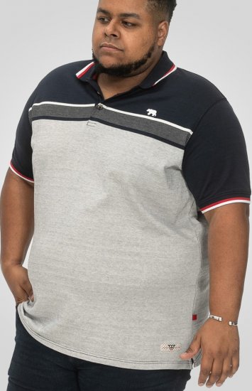 D555 Tipton Stripe Jacquard Short Sleeve Polo Navy - Pólóingek - Galléros Pólók 2XL-8XL - Pólóingek 2XL-8XL
