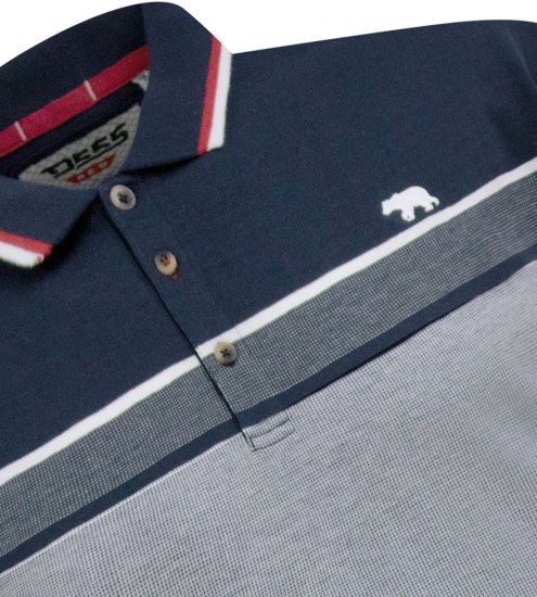 D555 Tipton Stripe Jacquard Short Sleeve Polo Navy - Pólóingek - Galléros Pólók 2XL-8XL - Pólóingek 2XL-8XL