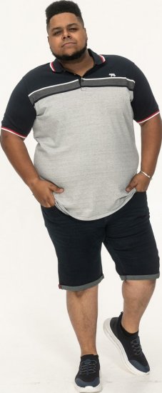 D555 Tipton Stripe Jacquard Short Sleeve Polo Navy - Pólóingek - Galléros Pólók 2XL-8XL - Pólóingek 2XL-8XL