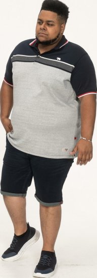 D555 Tipton Stripe Jacquard Short Sleeve Polo Navy - Pólóingek - Galléros Pólók 2XL-8XL - Pólóingek 2XL-8XL