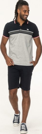 D555 Tipton Stripe Jacquard Short Sleeve Polo Navy - Pólóingek - Galléros Pólók 2XL-8XL - Pólóingek 2XL-8XL