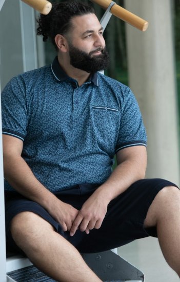 D555 Woolwich AOP Polo Shirt With Ribbed Collar Blue - Pólóingek - Galléros Pólók 2XL-8XL - Pólóingek 2XL-8XL