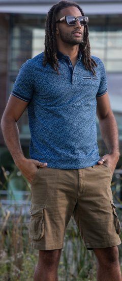 D555 Woolwich AOP Polo Shirt With Ribbed Collar Blue - Pólóingek - Galléros Pólók 2XL-8XL - Pólóingek 2XL-8XL