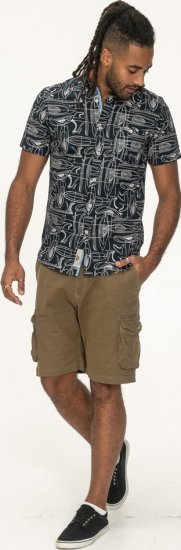 D555 Worthing Surf AOP Short Sleeve Button Down Collar Shirt Navy - Ingek - Ingek 2XL-10XL