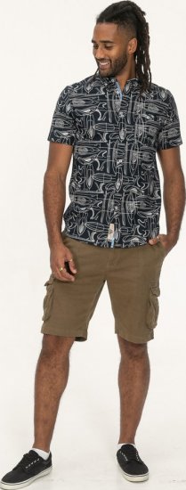 D555 Worthing Surf AOP Short Sleeve Button Down Collar Shirt Navy - Ingek - Ingek 2XL-10XL