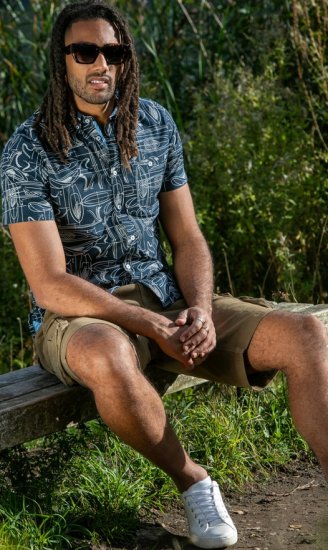 D555 Worthing Surf AOP Short Sleeve Button Down Collar Shirt Navy - Ingek - Ingek 2XL-10XL