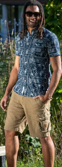 D555 Worthing Surf AOP Short Sleeve Button Down Collar Shirt Navy - Ingek - Ingek 2XL-10XL