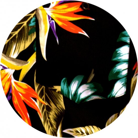 D555 Selby Hawaiian AOP Short Sleeve Revere Collar Shirt Black - Ingek - Ingek 2XL-10XL