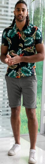 D555 Selby Hawaiian AOP Short Sleeve Revere Collar Shirt Black - Ingek - Ingek 2XL-10XL