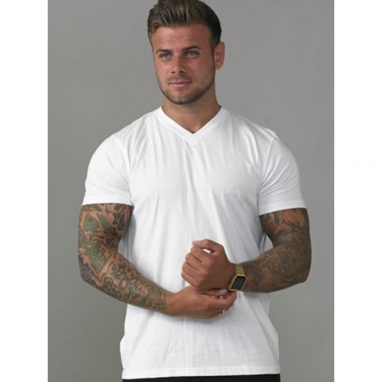 D555 Signature V-neck T-shirt White - Pólók - Nagyméretű pólók - 2XL-14XL