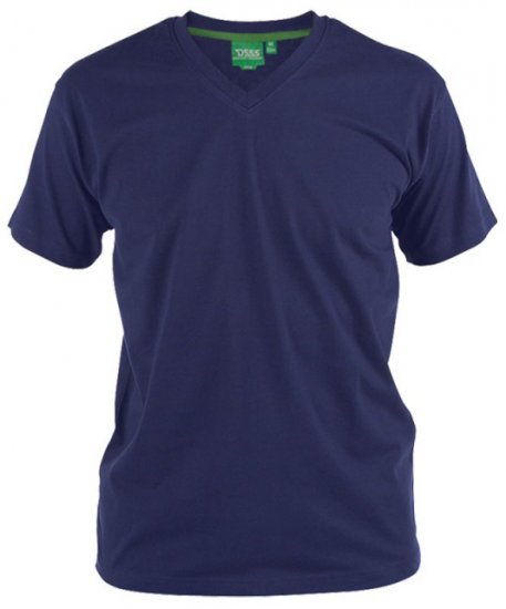 D555 Signature V-neck T-shirt Navy - Pólók - Nagyméretű pólók - 2XL-14XL