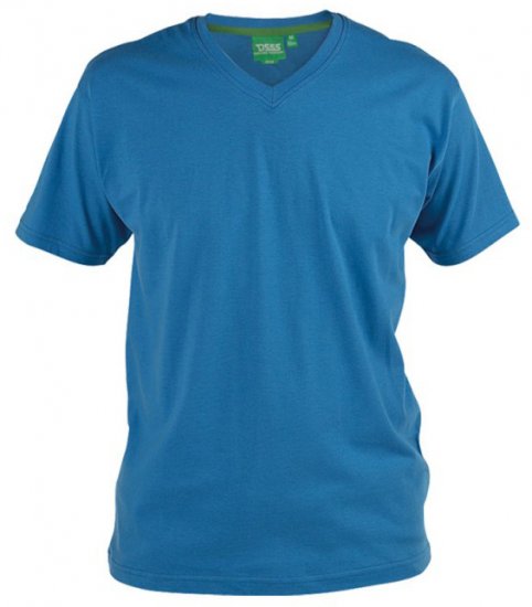 D555 Signature V-neck T-shirt Blue - Pólók - Nagyméretű pólók - 2XL-14XL