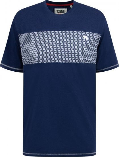 D555 Swansea Cut And Sew Crew Neck T-Shirt Navy - Pólók - Nagyméretű pólók - 2XL-14XL