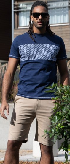 D555 Swansea Cut And Sew Crew Neck T-Shirt Navy - Pólók - Nagyméretű pólók - 2XL-14XL