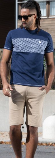 D555 Swansea Cut And Sew Crew Neck T-Shirt Navy - Pólók - Nagyméretű pólók - 2XL-14XL