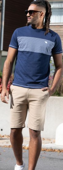 D555 Swansea Cut And Sew Crew Neck T-Shirt Navy - Pólók - Nagyméretű pólók - 2XL-14XL