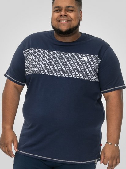 D555 Swansea Cut And Sew Crew Neck T-Shirt Navy - Pólók - Nagyméretű pólók - 2XL-14XL