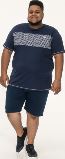 D555 Swansea Cut And Sew Crew Neck T-Shirt Navy - Pólók - Nagyméretű pólók - 2XL-14XL