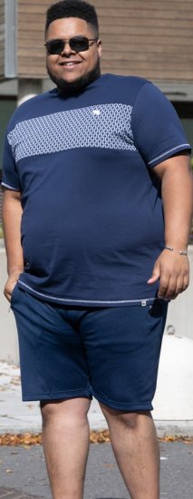 D555 Swansea Cut And Sew Crew Neck T-Shirt Navy - Pólók - Nagyméretű pólók - 2XL-14XL