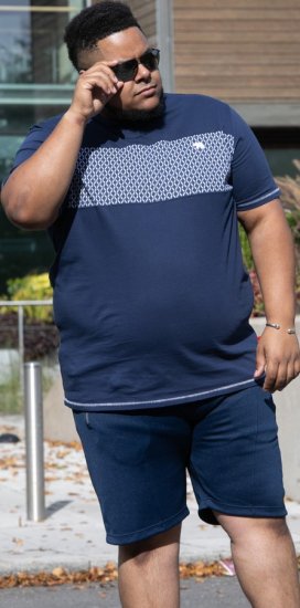 D555 Swansea Cut And Sew Crew Neck T-Shirt Navy - Pólók - Nagyméretű pólók - 2XL-14XL