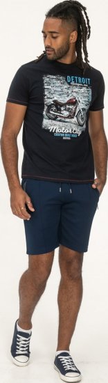 D555 Knowle Detroit Motor Bike Printed Crew Neck T-Shirt Navy - Pólók - Nagyméretű pólók - 2XL-14XL