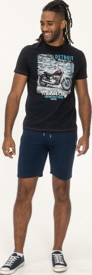 D555 Knowle Detroit Motor Bike Printed Crew Neck T-Shirt Navy - Pólók - Nagyméretű pólók - 2XL-14XL