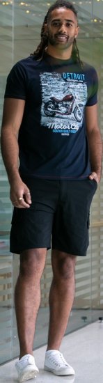 D555 Knowle Detroit Motor Bike Printed Crew Neck T-Shirt Navy - Pólók - Nagyméretű pólók - 2XL-14XL