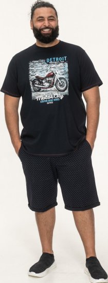 D555 Knowle Detroit Motor Bike Printed Crew Neck T-Shirt Navy - Pólók - Nagyméretű pólók - 2XL-14XL