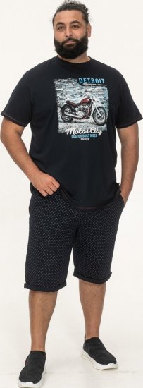 D555 Knowle Detroit Motor Bike Printed Crew Neck T-Shirt Navy - Pólók - Nagyméretű pólók - 2XL-14XL